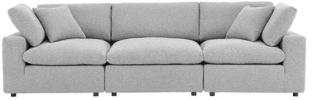 Alt view image 2 of 5 - Commix Down Filled Overstuffed Boucle Fabric 3-Seater Sofa Light Gray EEI-6362-LGR