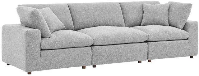 Main image of Commix Down Filled Overstuffed Boucle Fabric 3-Seater Sofa Light Gray EEI-6362-LGR