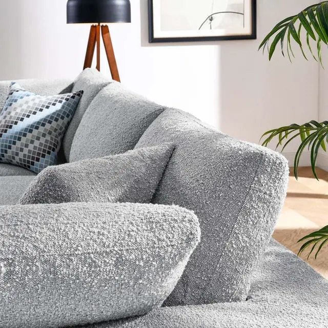 Alt view image 4 of 5 - Commix Down Filled Overstuffed Boucle Fabric 3-Seater Sofa Light Gray EEI-6362-LGR