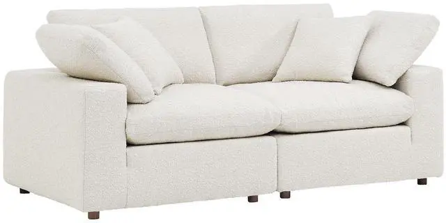 Main image of Commix Down Filled Overstuffed Boucle Fabric Loveseat Ivory EEI-6361-IVO