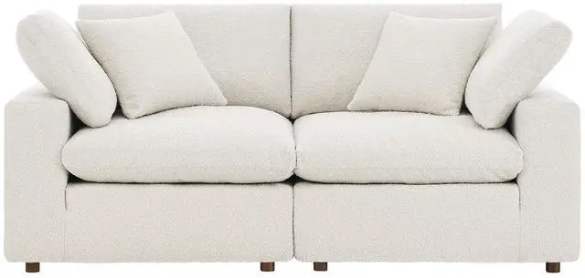Alt view image 2 of 5 - Commix Down Filled Overstuffed Boucle Fabric Loveseat Ivory EEI-6361-IVO