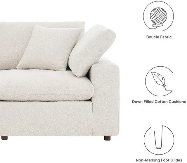 Alt view image 3 of 5 - Commix Down Filled Overstuffed Boucle Fabric Loveseat Ivory EEI-6361-IVO