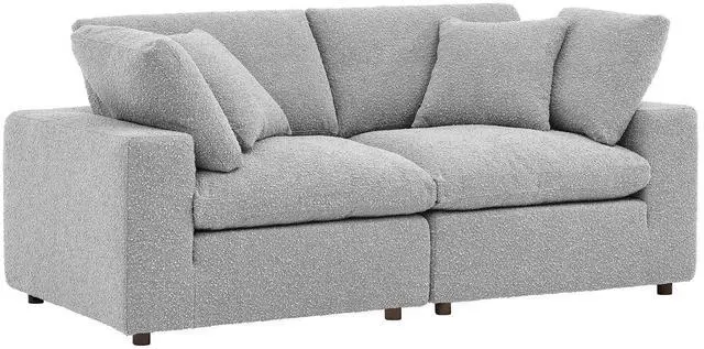 Main image of Commix Down Filled Overstuffed Boucle Fabric Loveseat Light Gray EEI-6361-LGR