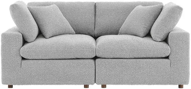 Alt view image 2 of 5 - Commix Down Filled Overstuffed Boucle Fabric Loveseat Light Gray EEI-6361-LGR