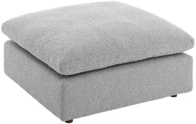 Alt view image 2 of 7 - Commix Down Filled Overstuffed Boucle Fabric Ottoman Light Gray EEI-6258-LGR