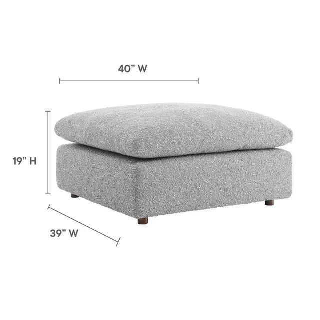 Alt view image 5 of 7 - Commix Down Filled Overstuffed Boucle Fabric Ottoman Light Gray EEI-6258-LGR