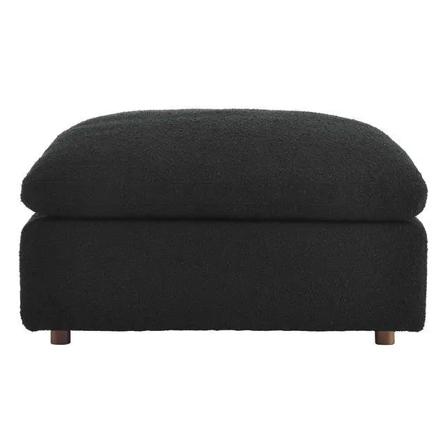 Alt view image 3 of 7 - Commix Down Filled Overstuffed Boucle Fabric Ottoman Black EEI-6258-BLK