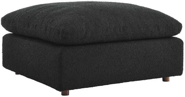 Main image of Commix Down Filled Overstuffed Boucle Fabric Ottoman Black EEI-6258-BLK