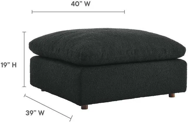 Alt view image 6 of 7 - Commix Down Filled Overstuffed Boucle Fabric Ottoman Black EEI-6258-BLK