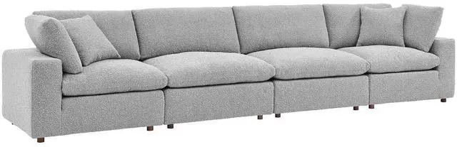 Main image of Commix Down Filled Overstuffed Boucle Fabric 4-Seater Sofa Light Gray EEI-6364-LGR