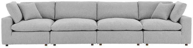 Alt view image 2 of 5 - Commix Down Filled Overstuffed Boucle Fabric 4-Seater Sofa Light Gray EEI-6364-LGR