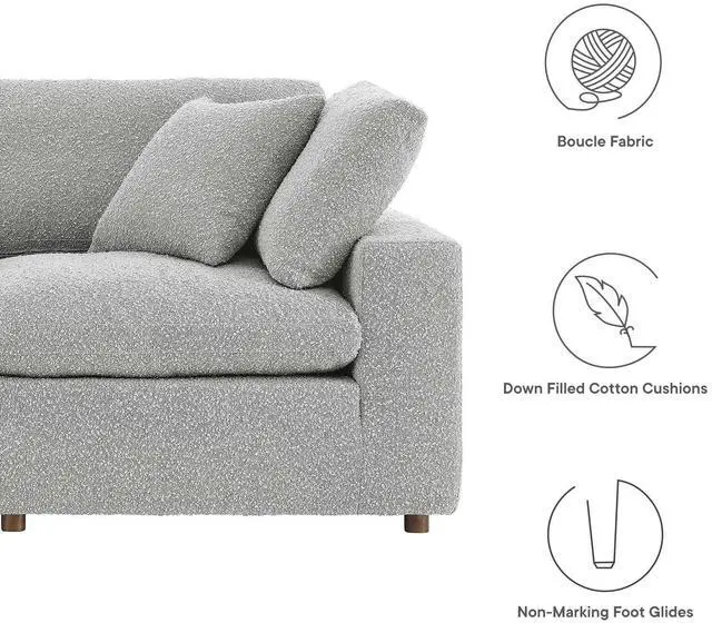 Alt view image 3 of 5 - Commix Down Filled Overstuffed Boucle Fabric 4-Seater Sofa Light Gray EEI-6364-LGR