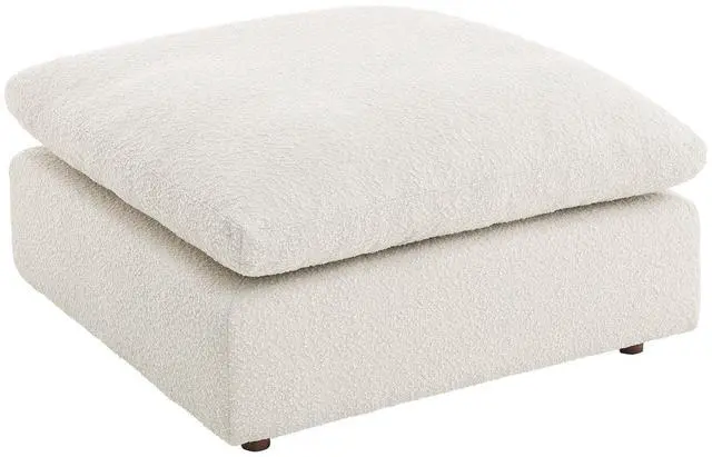 Alt view image 2 of 7 - Commix Down Filled Overstuffed Boucle Fabric Ottoman Ivory EEI-6258-IVO