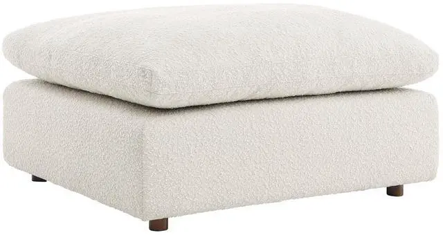 Main image of Commix Down Filled Overstuffed Boucle Fabric Ottoman Ivory EEI-6258-IVO