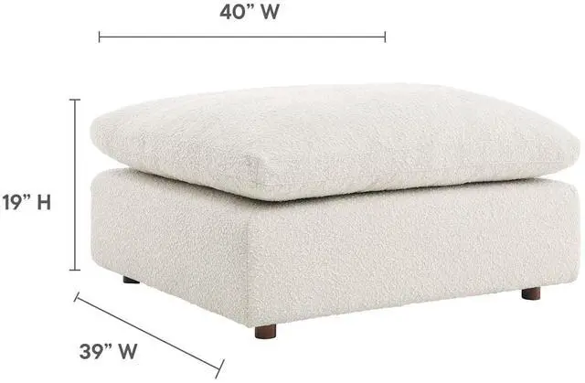 Alt view image 6 of 7 - Commix Down Filled Overstuffed Boucle Fabric Ottoman Ivory EEI-6258-IVO