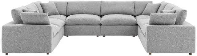 Main image of Commix Down Filled Overstuffed Boucle Fabric 8-Piece Sectional Sofa Light Gray EEI-6371-LGR