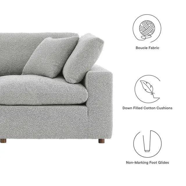 Alt view image 3 of 5 - Commix Down Filled Overstuffed Boucle Fabric 8-Piece Sectional Sofa Light Gray EEI-6371-LGR