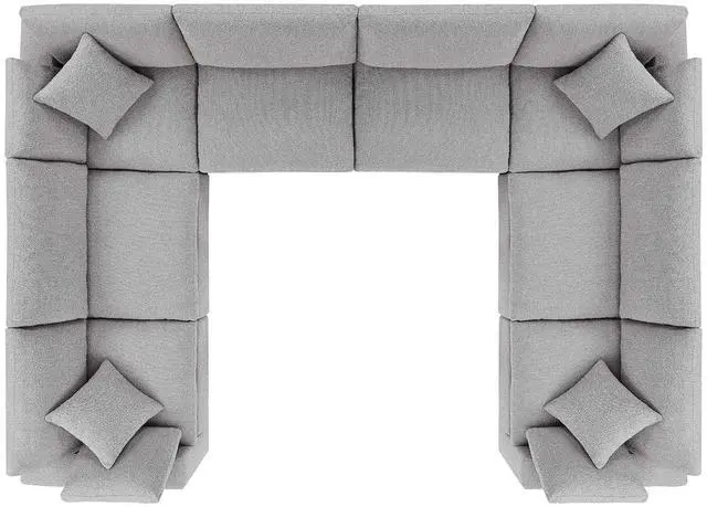 Alt view image 2 of 5 - Commix Down Filled Overstuffed Boucle Fabric 8-Piece Sectional Sofa Light Gray EEI-6371-LGR
