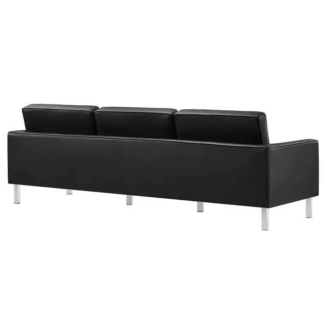 Alt view image 4 of 7 - Loft Tufted Vegan Leather Sofa and Ottoman Set Silver Black EEI-6410-SLV-BLK-SET