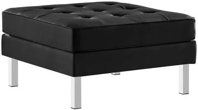 Alt view image 5 of 7 - Loft Tufted Vegan Leather Sofa and Ottoman Set Silver Black EEI-6410-SLV-BLK-SET