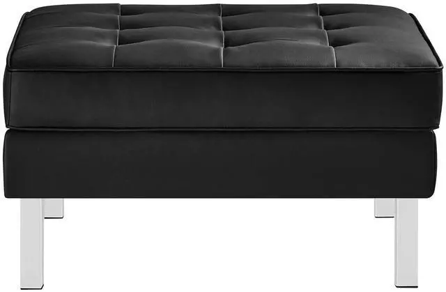 Alt view image 6 of 7 - Loft Tufted Vegan Leather Sofa and Ottoman Set Silver Black EEI-6410-SLV-BLK-SET