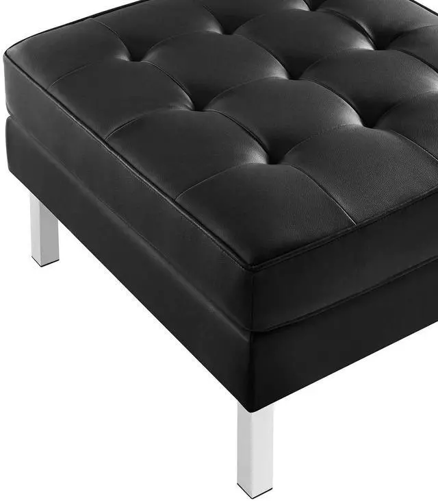Alt view image 7 of 7 - Loft Tufted Vegan Leather Sofa and Ottoman Set Silver Black EEI-6410-SLV-BLK-SET