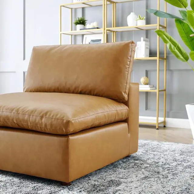 Alt view image 11 of 11 - Commix Down Filled Overstuffed Vegan Leather Armless Chair