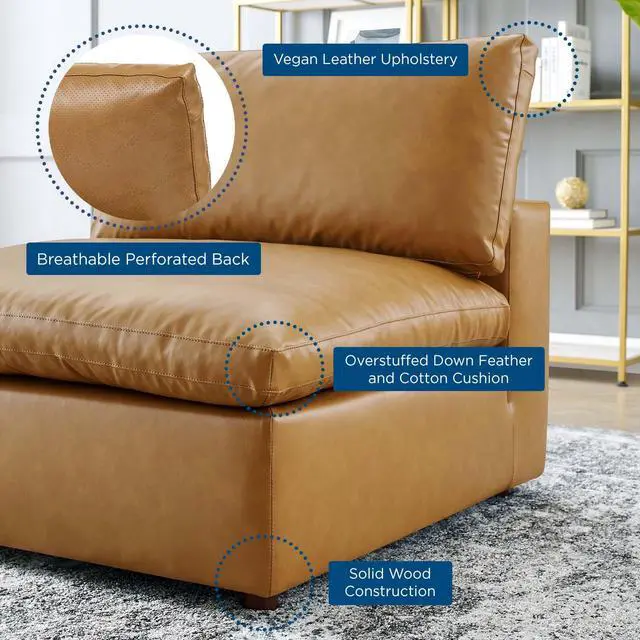 Alt view image 10 of 11 - Commix Down Filled Overstuffed Vegan Leather Armless Chair