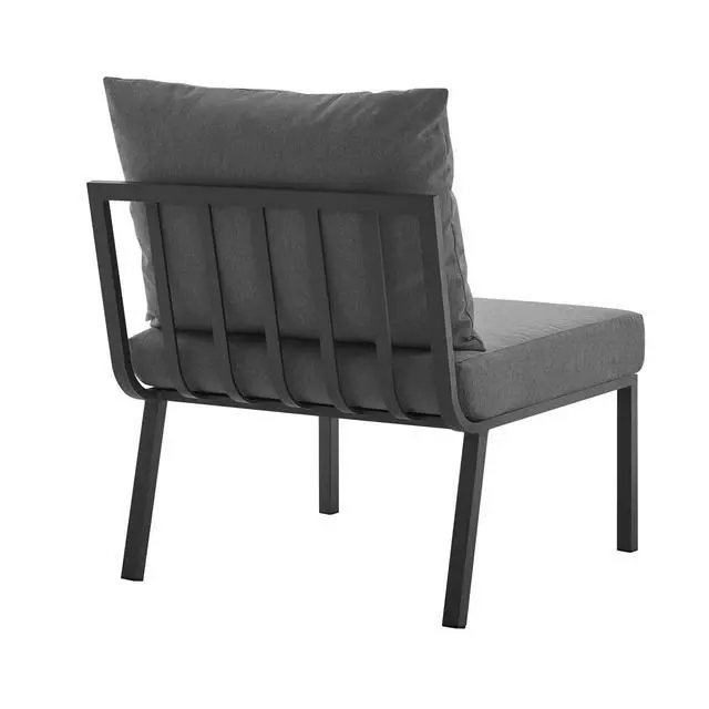 Alt view image 10 of 13 - Riverside 4 Piece Outdoor Patio Aluminum Sectional Gray Charcoal
