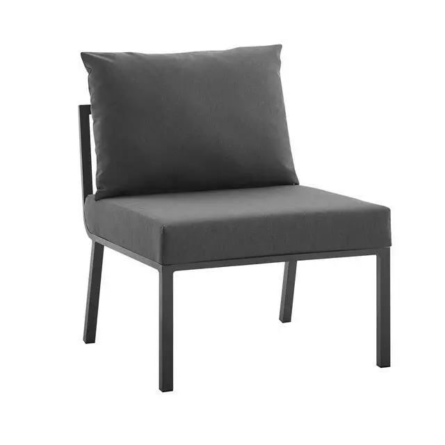 Alt view image 8 of 13 - Riverside 4 Piece Outdoor Patio Aluminum Sectional Gray Charcoal