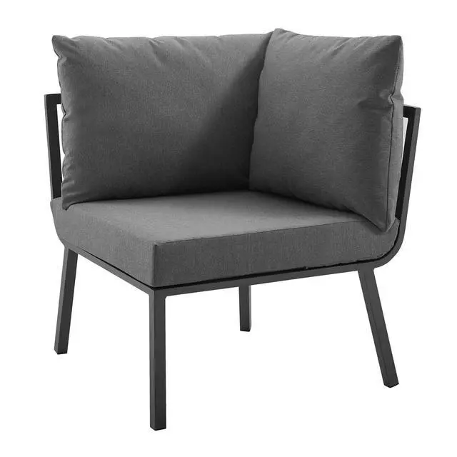 Alt view image 13 of 13 - Riverside 4 Piece Outdoor Patio Aluminum Sectional Gray Charcoal