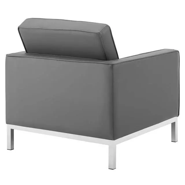 Alt view image 5 of 6 - Loft Tufted Vegan Leather 3-Piece Furniture Set Silver Gray EEI-4105-SLV-GRY-SET
