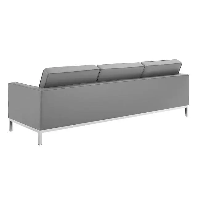 Alt view image 3 of 6 - Loft Tufted Vegan Leather 3-Piece Furniture Set Silver Gray EEI-4105-SLV-GRY-SET