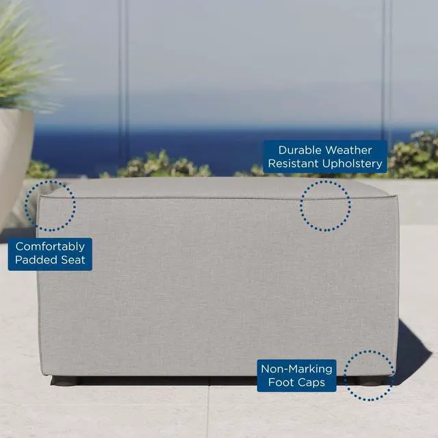 Alt view image 5 of 6 - Saybrook Outdoor Patio Upholstered Sectional Sofa Ottoman Gray EEI-4211-GRY