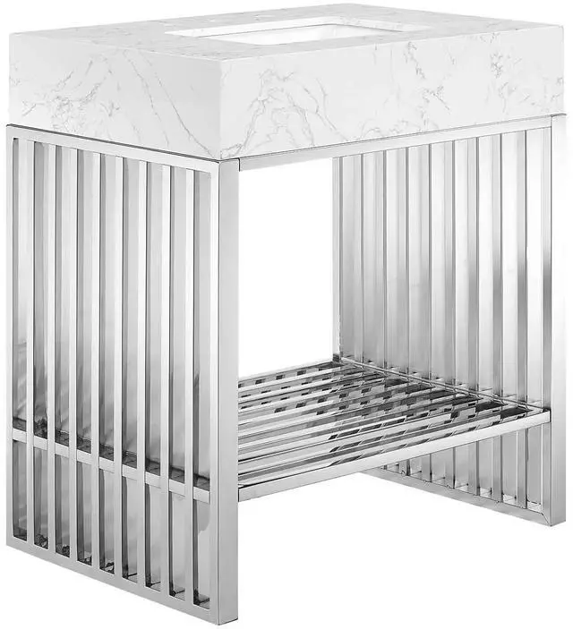 Main image of Gridiron 30" Bathroom Vanity White Silver EEI-6105-WHI-SLV