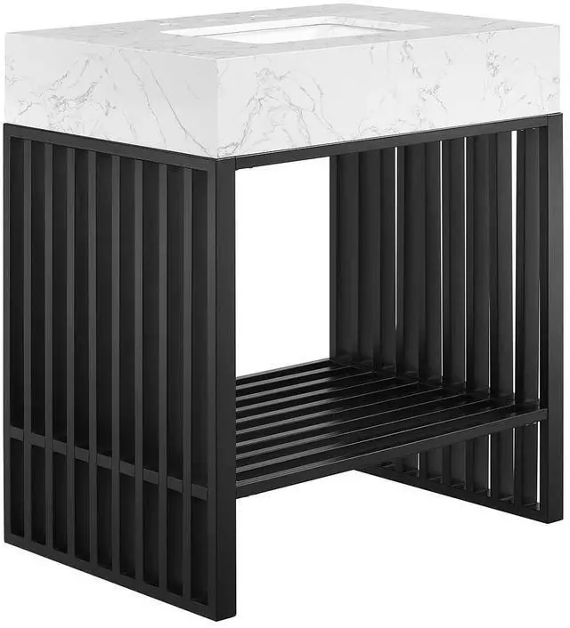 Main image of Gridiron 30" Bathroom Vanity White Black EEI-6106-WHI-BLK