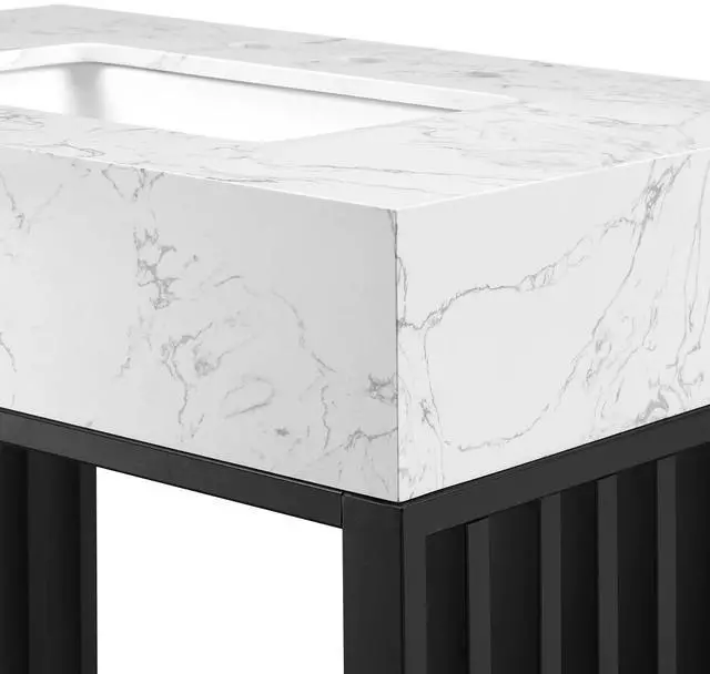 Alt view image 5 of 7 - Gridiron 30" Bathroom Vanity White Black EEI-6106-WHI-BLK
