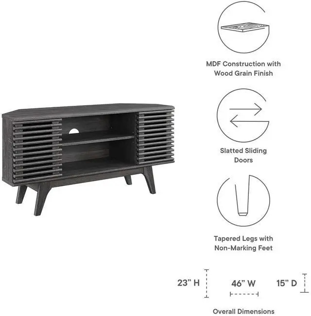 Alt view image 7 of 7 - Render 46" Corner TV Stand Charcoal EEI-6157-CHA