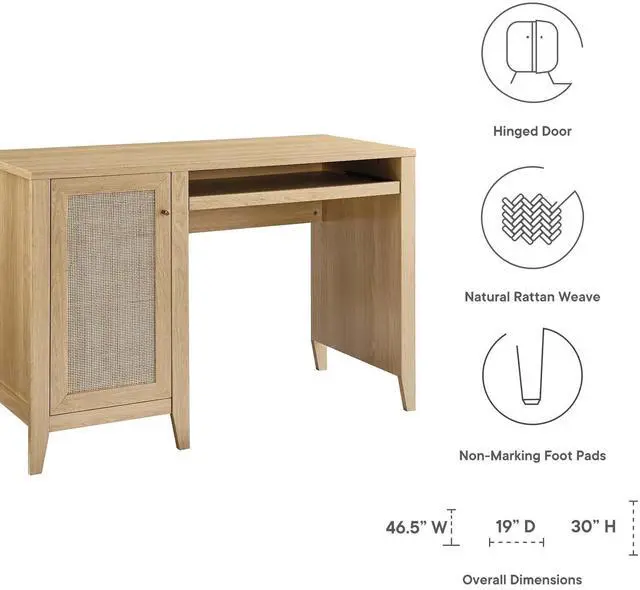 Alt view image 6 of 7 - Soma 47" Office Desk Oak EEI-6116-OAK