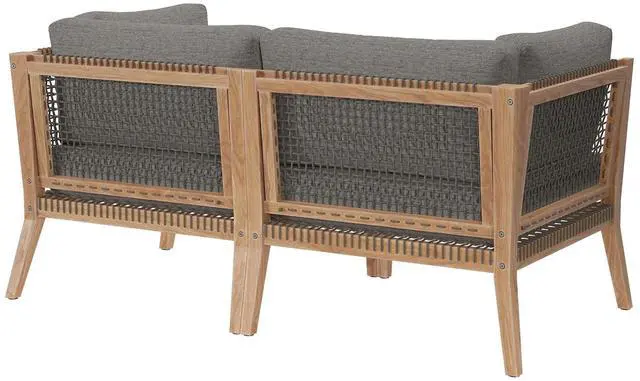 Alt view image 2 of 7 - Clearwater Outdoor Patio Teak Wood Loveseat Gray Graphite EEI-6119-GRY-GPH