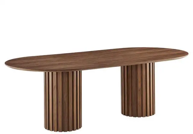 Alt view image 2 of 7 - Senja 95" Oval Dining Table Walnut EEI-6065-WAL-SET