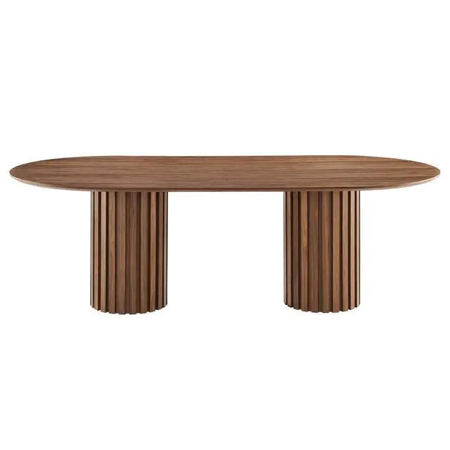 Alt view image 3 of 7 - Senja 95" Oval Dining Table Walnut EEI-6065-WAL-SET