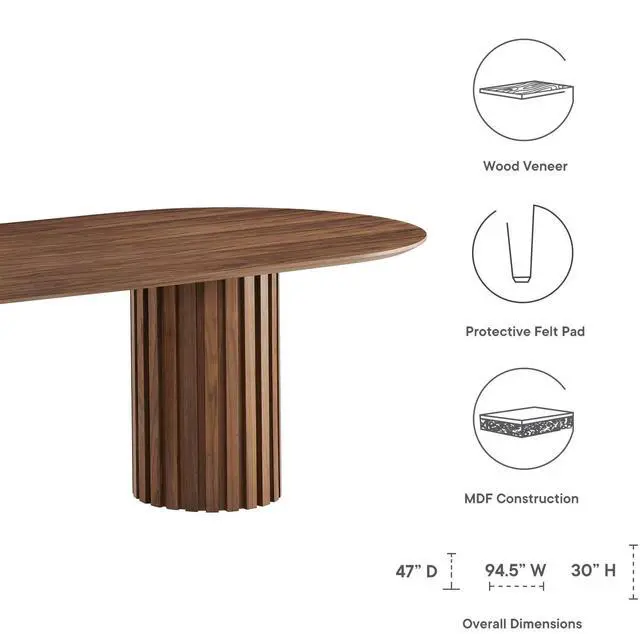 Alt view image 7 of 7 - Senja 95" Oval Dining Table Walnut EEI-6065-WAL-SET