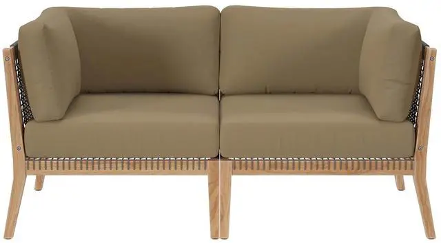 Main image of Clearwater Outdoor Patio Teak Wood Loveseat Gray Light Brown EEI-6119-GRY-LBR