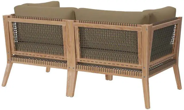 Alt view image 2 of 7 - Clearwater Outdoor Patio Teak Wood Loveseat Gray Light Brown EEI-6119-GRY-LBR