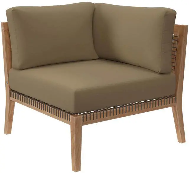 Alt view image 3 of 7 - Clearwater Outdoor Patio Teak Wood Loveseat Gray Light Brown EEI-6119-GRY-LBR