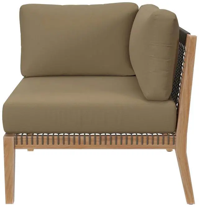 Alt view image 4 of 7 - Clearwater Outdoor Patio Teak Wood Loveseat Gray Light Brown EEI-6119-GRY-LBR