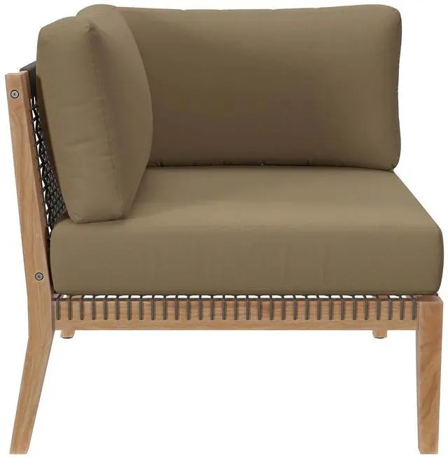 Alt view image 5 of 7 - Clearwater Outdoor Patio Teak Wood Loveseat Gray Light Brown EEI-6119-GRY-LBR