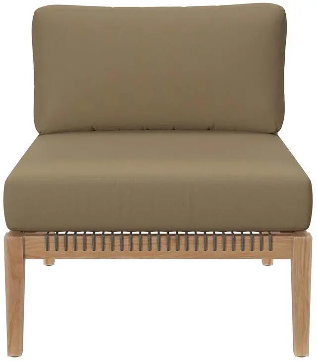 Alt view image 4 of 7 - Clearwater Outdoor Patio Teak Wood Armless Chair Gray Light Brown EEI-5856-GRY-LBR