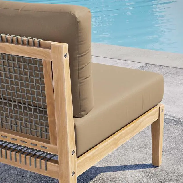 Alt view image 6 of 7 - Clearwater Outdoor Patio Teak Wood Armless Chair Gray Light Brown EEI-5856-GRY-LBR